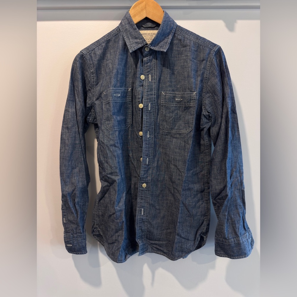 American Eagle Outfitters Dark Blue Denim Shirt